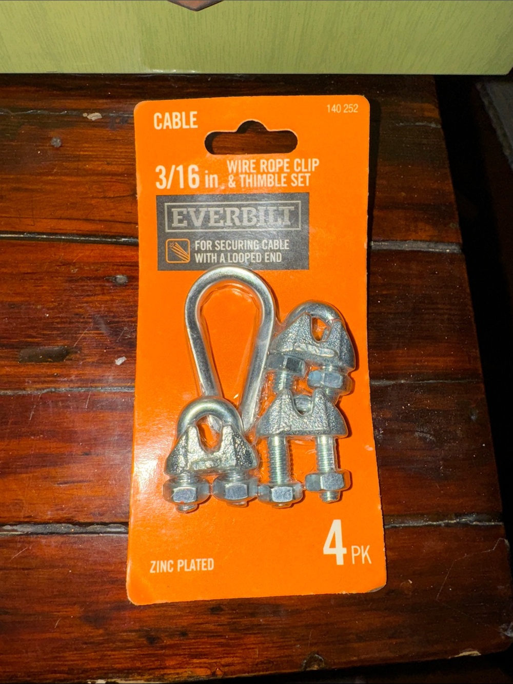 Everbilt 3/16 in. Wire Rope Clip & Thimble Set - Orange
